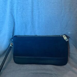 WHBM Navy Blue Suede Clutch